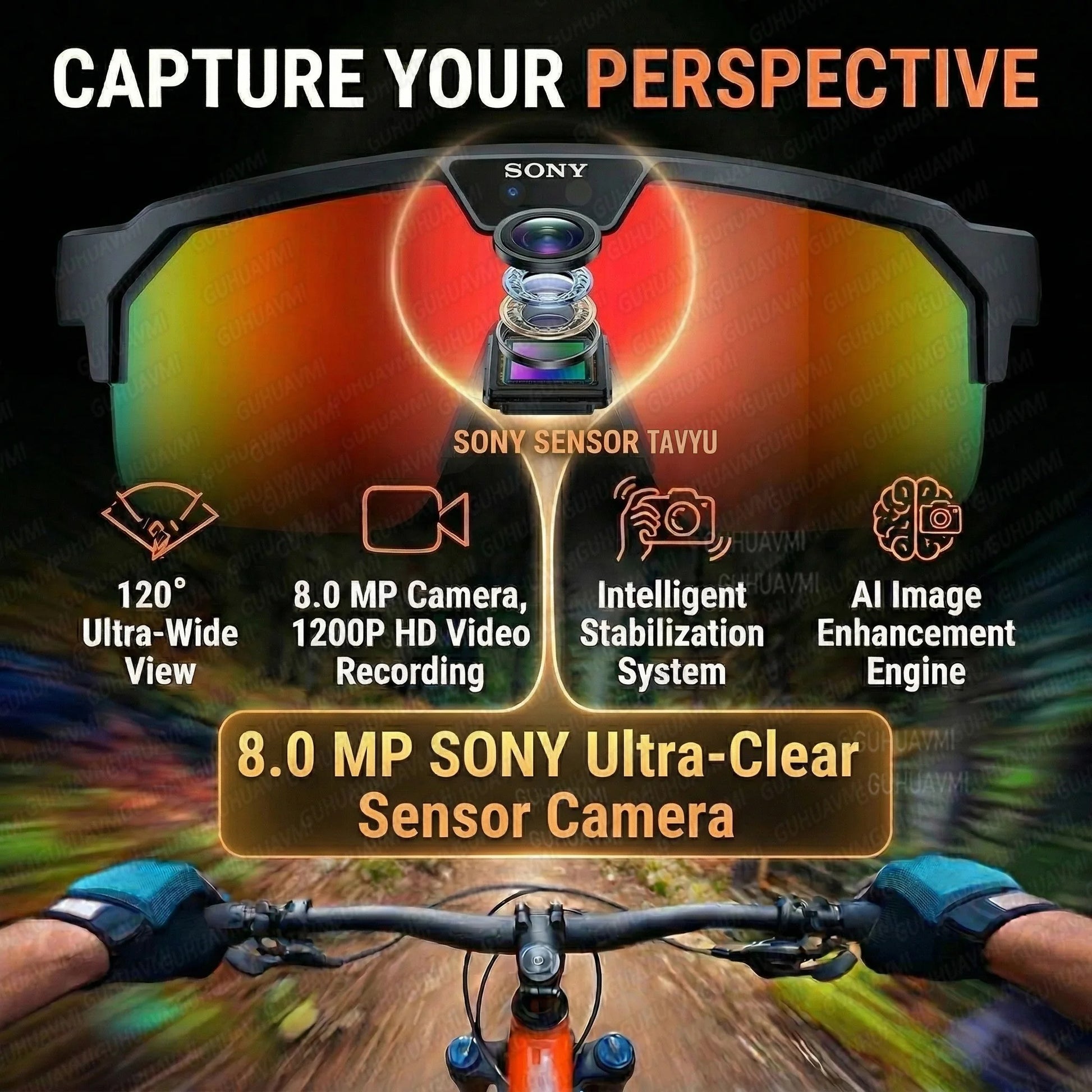 2026 AI-Enhanced Smart Sports Shooting and Recording Glasses with 800W HD Camera and Anti-Shake Technology for Cycling