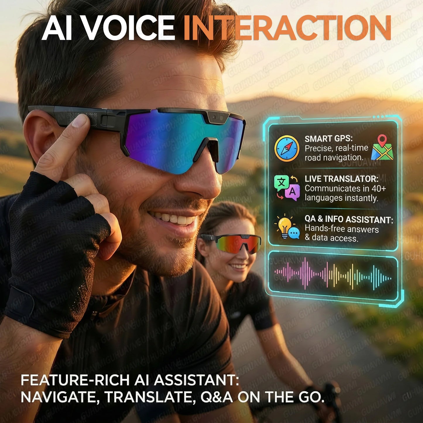 2026 AI-Enhanced Smart Sports Shooting and Recording Glasses with 800W HD Camera and Anti-Shake Technology for Cycling