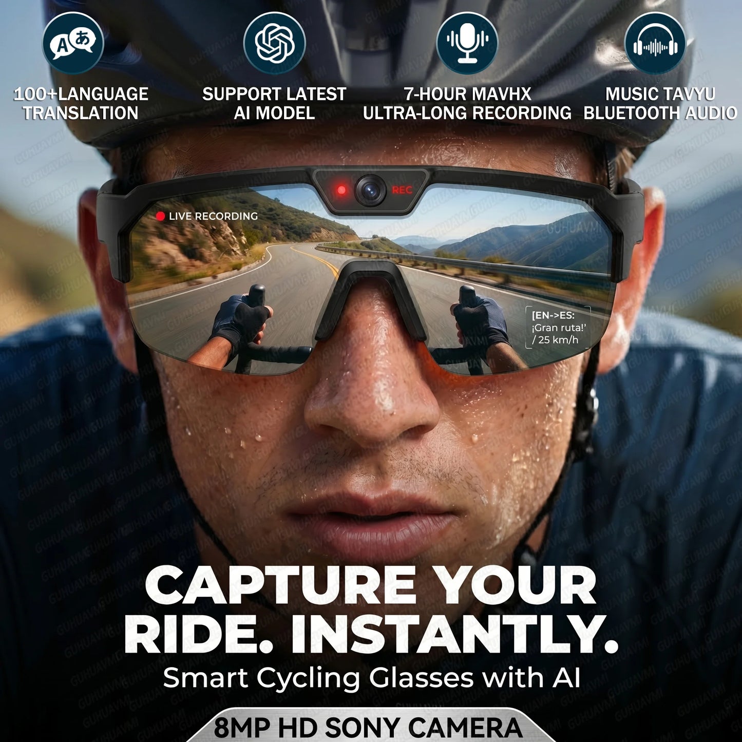 2026 AI-Enhanced Smart Sports Shooting and Recording Glasses with 800W HD Camera and Anti-Shake Technology for Cycling